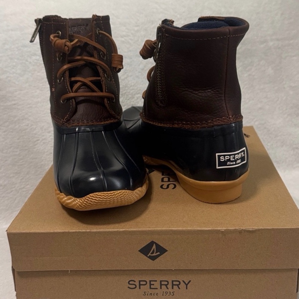 Sperry Two-Tone Brown and Navy Duck Boots - Picture 8 of 12